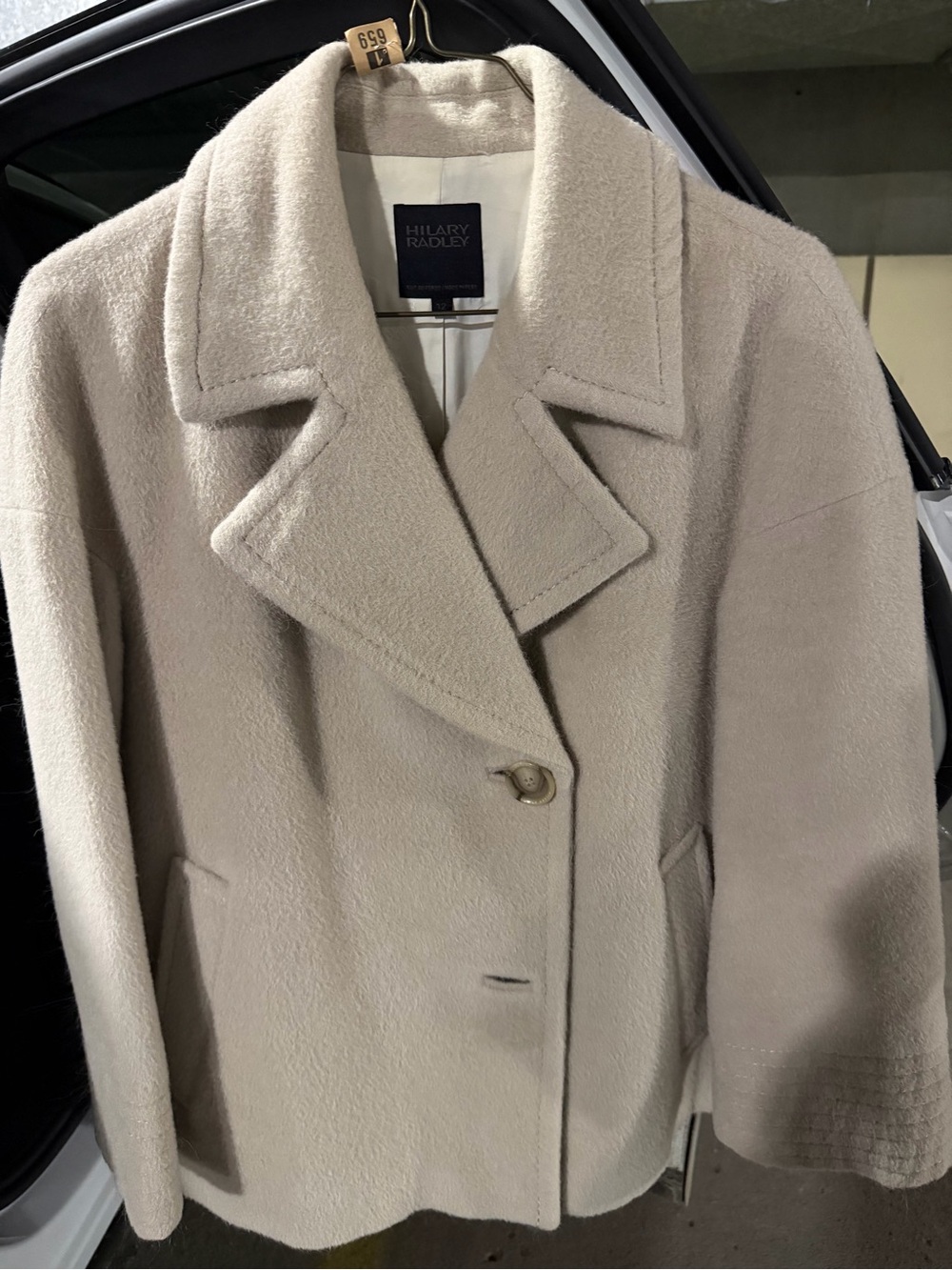 Hilary Radley Women's Cream Wool Blend Peacoat size 12
